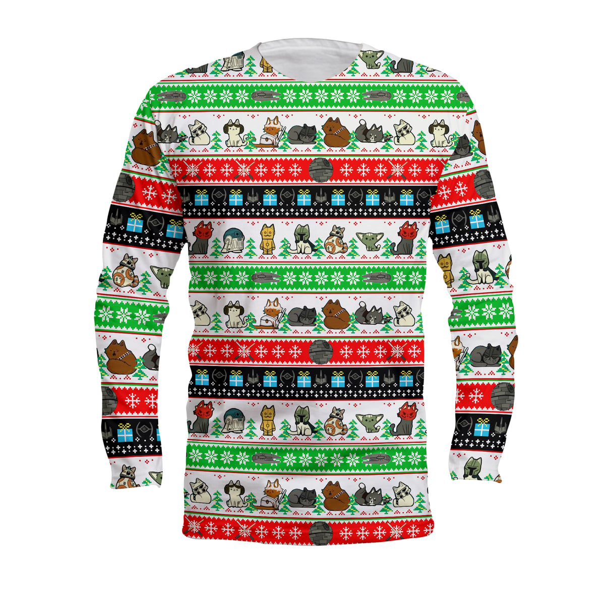 Kitten Wars Ugly Christmas Sweater Style Long Sleeve Shirt