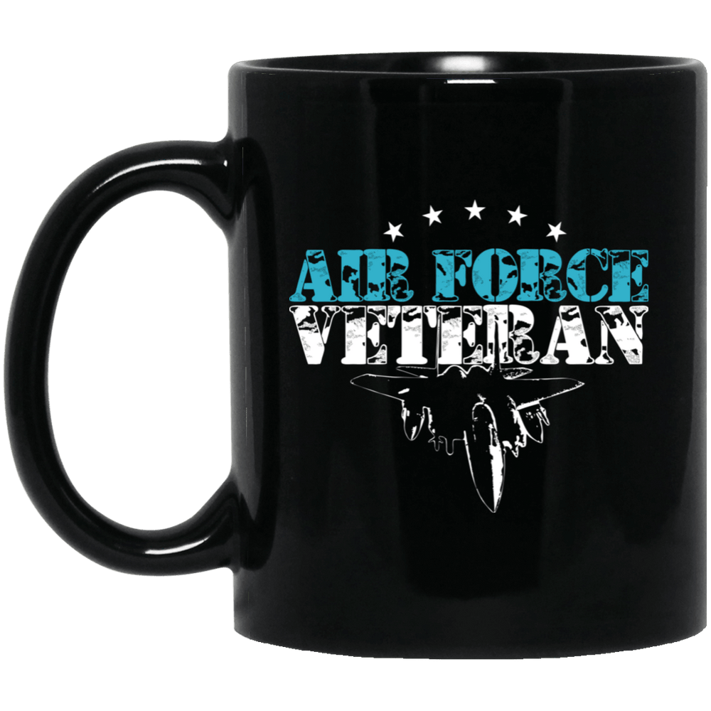 Designs by MyUtopia Shout Out:Air Force Veteran 11 oz. Ceramic Coffee Mug - Black,Black / One Size,Drinkware