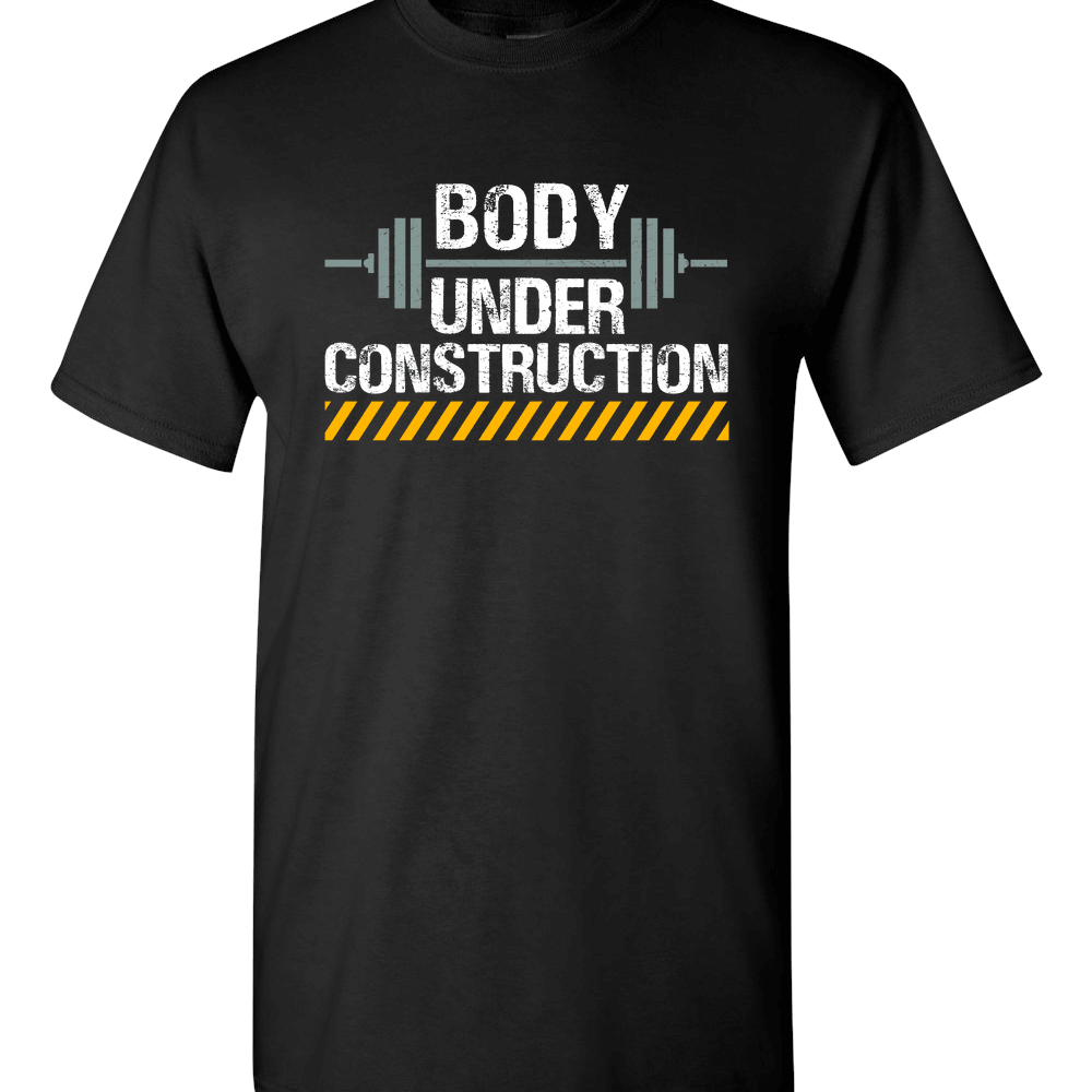 Designs by MyUtopia Shout Out:Body Under Construction Adult Unisex T-Shirt,S / Black,Adult Unisex T-Shirt