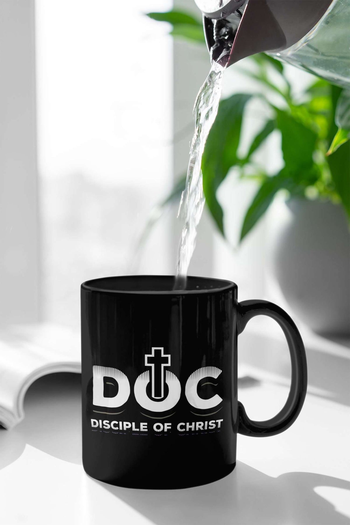 Designs by MyUtopia Shout Out:Disciple of Christ Ceramic Coffee Mug - Black,11 oz / Black,Ceramic Coffee Mug