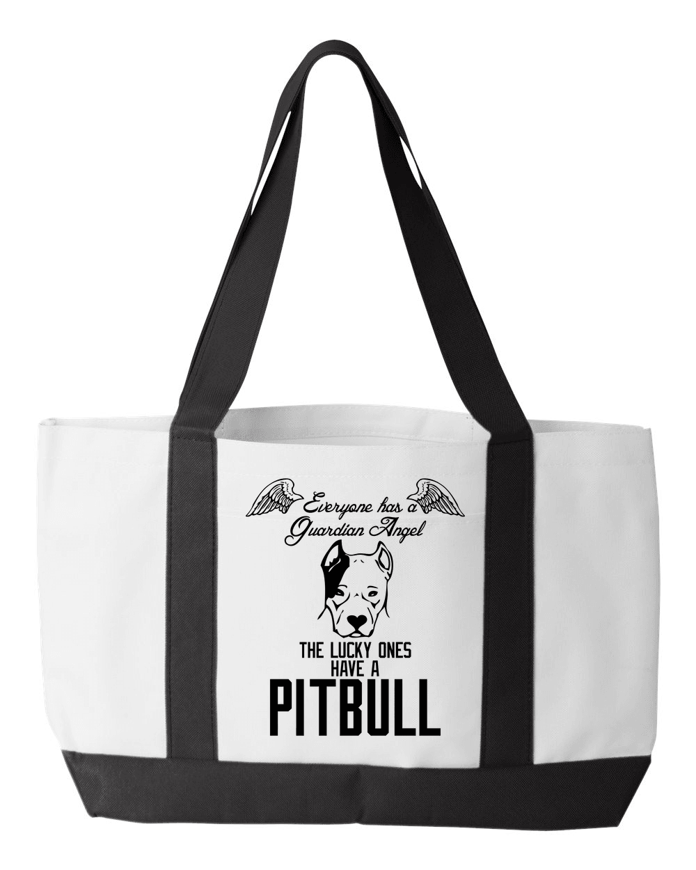 Designs by MyUtopia Shout Out:Everyone Has A Guardian Angel, The Lucky Ones Have A Pitbull Canvas Totebag Gym / Beach / Pool Gear Bag,Default Title,Gym Totebag