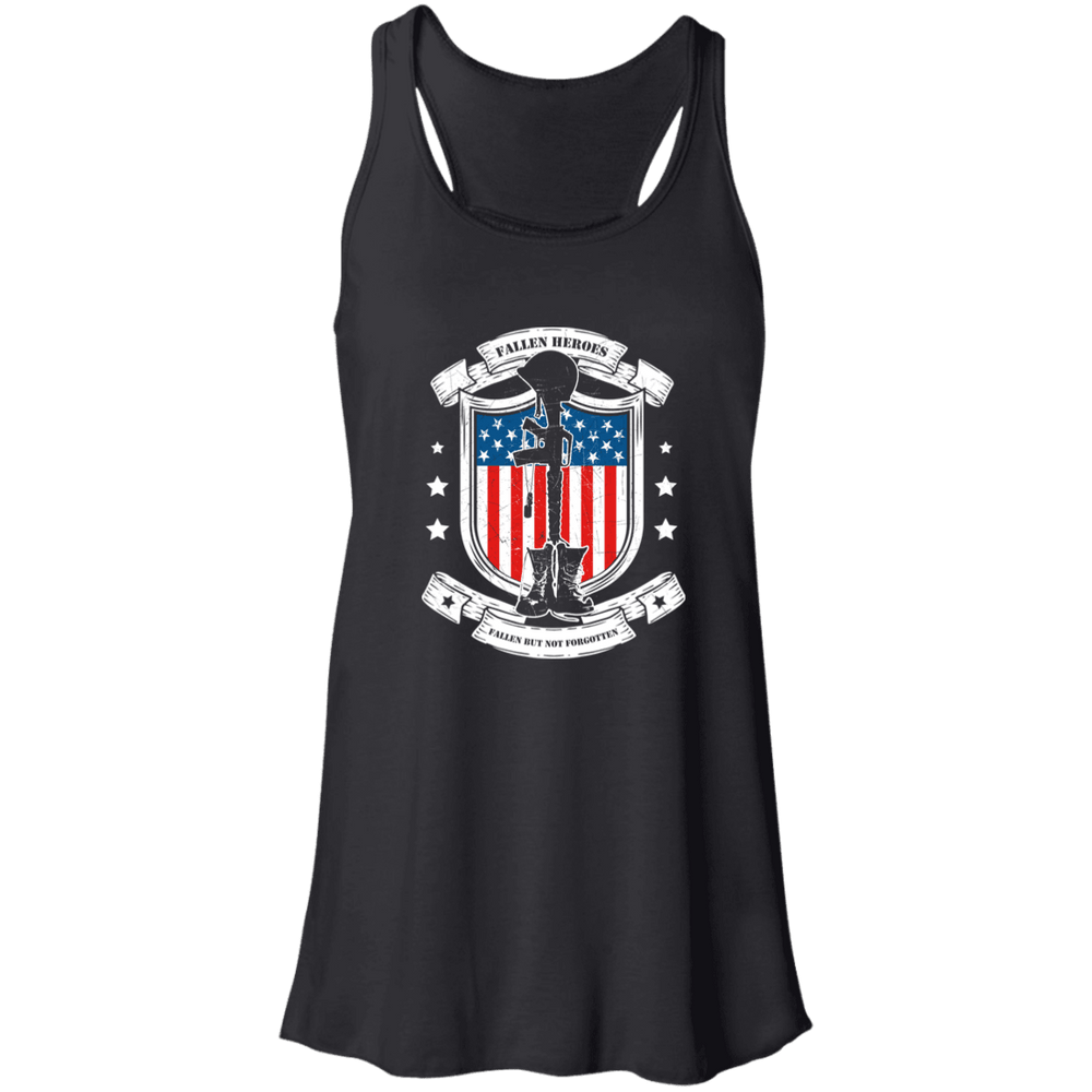 Designs by MyUtopia Shout Out:Fallen Heroes Fallen but Not Forgotten Flowy Racerback Tank,X-Small / Black,Tank Tops