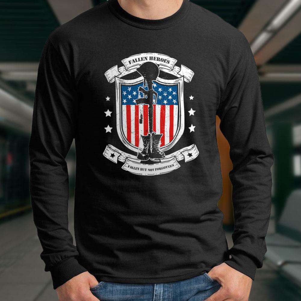 Designs by MyUtopia Shout Out:Fallen Heroes Fallen but Not Forgotten Long Sleeve Ultra Cotton T-Shirt