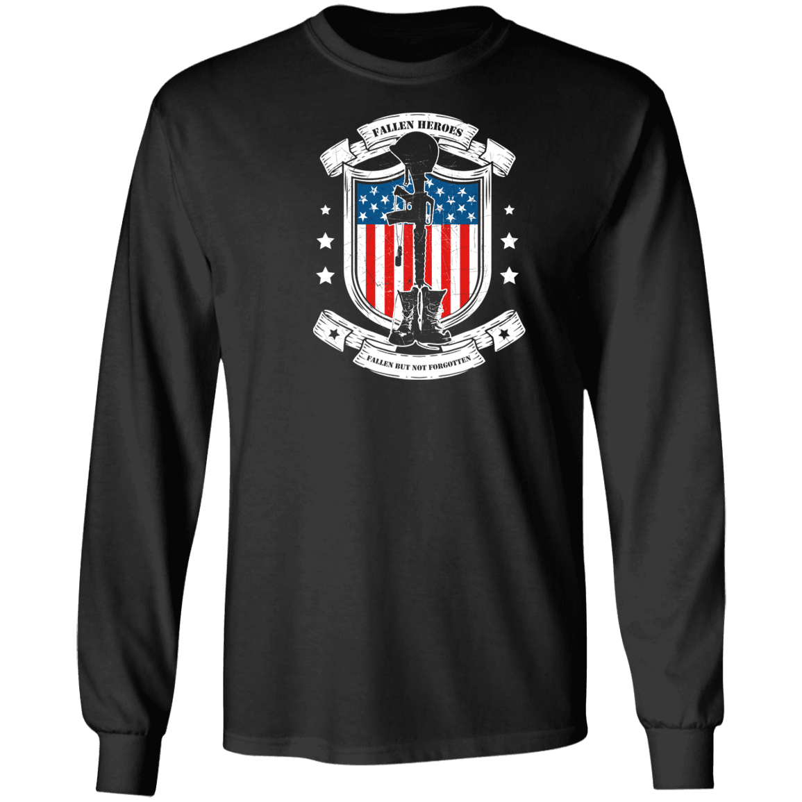 Designs by MyUtopia Shout Out:Fallen Heroes Fallen but Not Forgotten Long Sleeve Ultra Cotton T-Shirt,Black / S,Long Sleeve T-Shirts