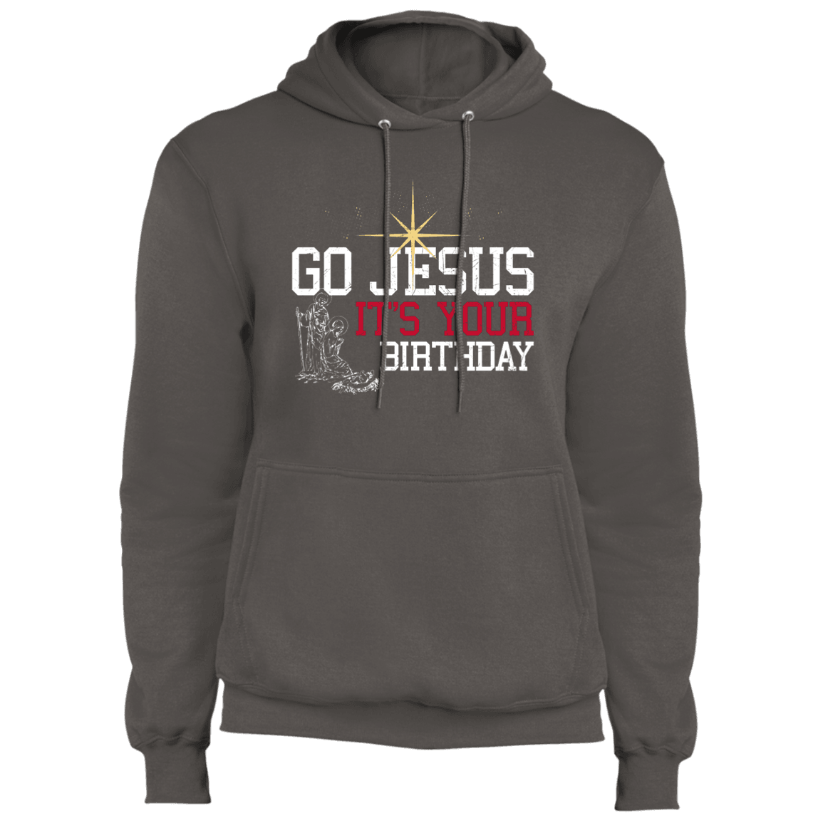 Designs by MyUtopia Shout Out:Go Jesus Its Your Birthday - Core Fleece Unisex Pullover Hoodie,Charcoal / S,Sweatshirts