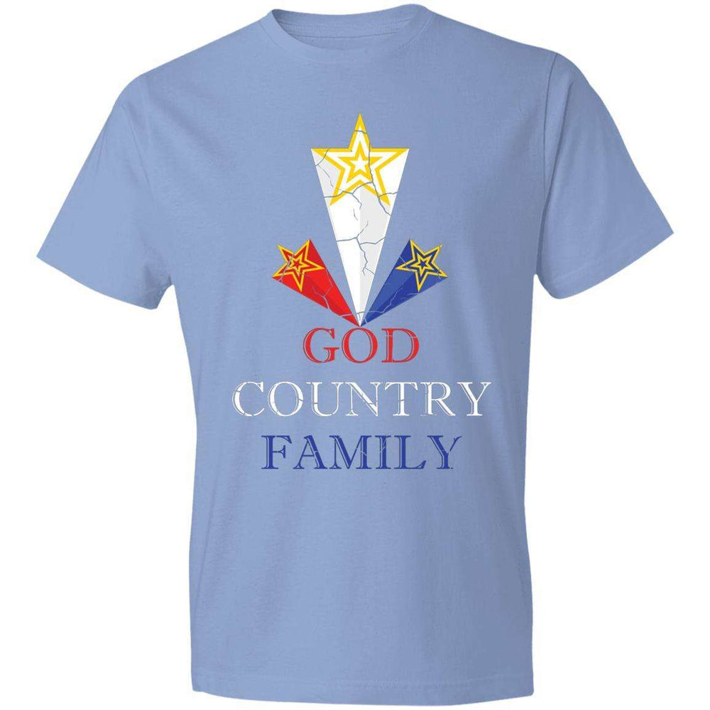 Designs by MyUtopia Shout Out:God Country Family Lightweight Cotton T-Shirt,Light Blue / S,T-Shirts