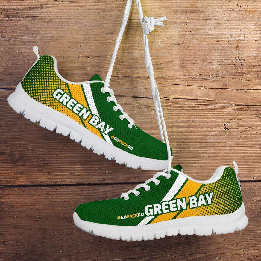 #GoPackGo Green Bay Fan Mesh Fabric Running Shoes / Green