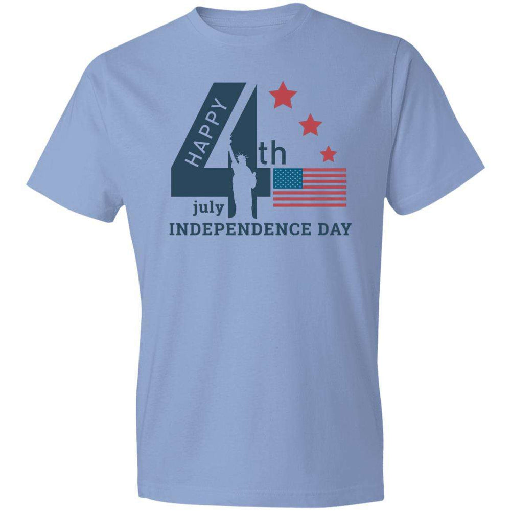 Designs by MyUtopia Shout Out:Happy 4th Independance Day Lightweight Cotton T-Shirt,Light Blue / S,T-Shirts