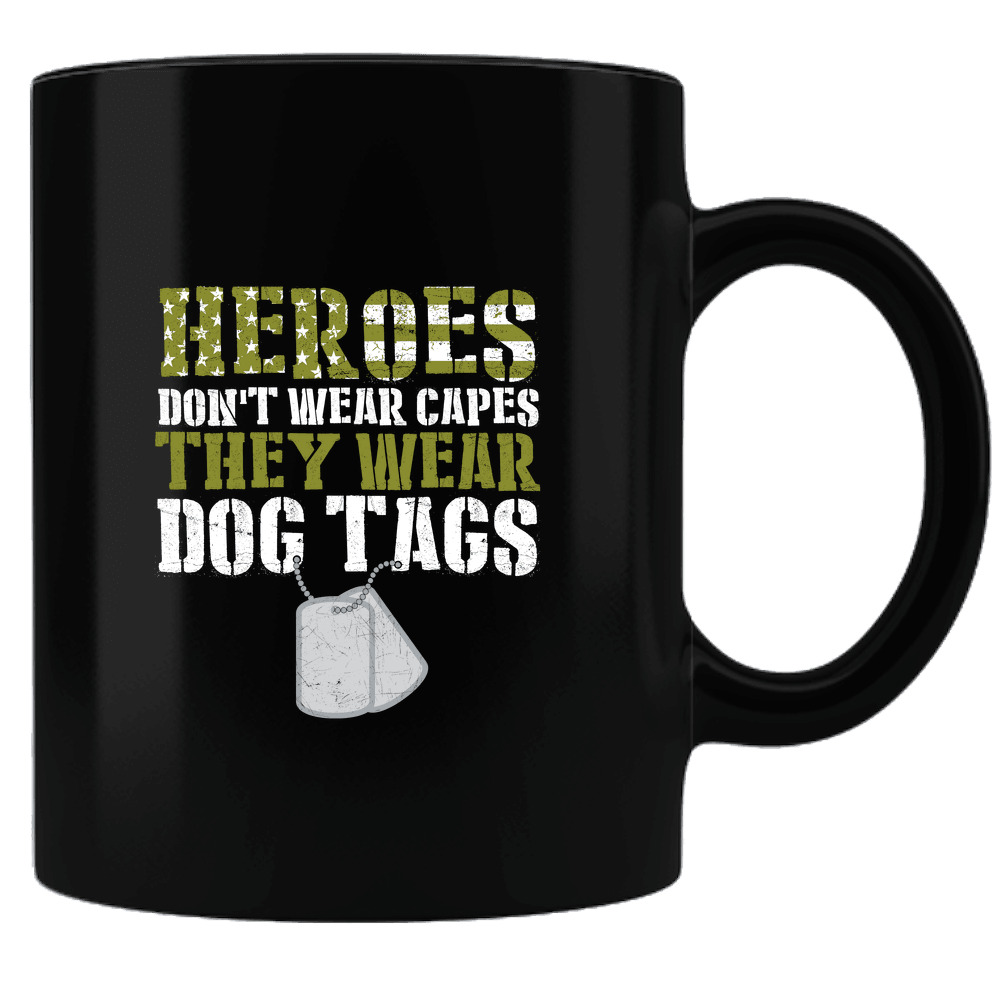 Designs by MyUtopia Shout Out:Heroes Don't Wear Capes Black Ceramic Coffee Mug,Black,Ceramic Coffee Mug