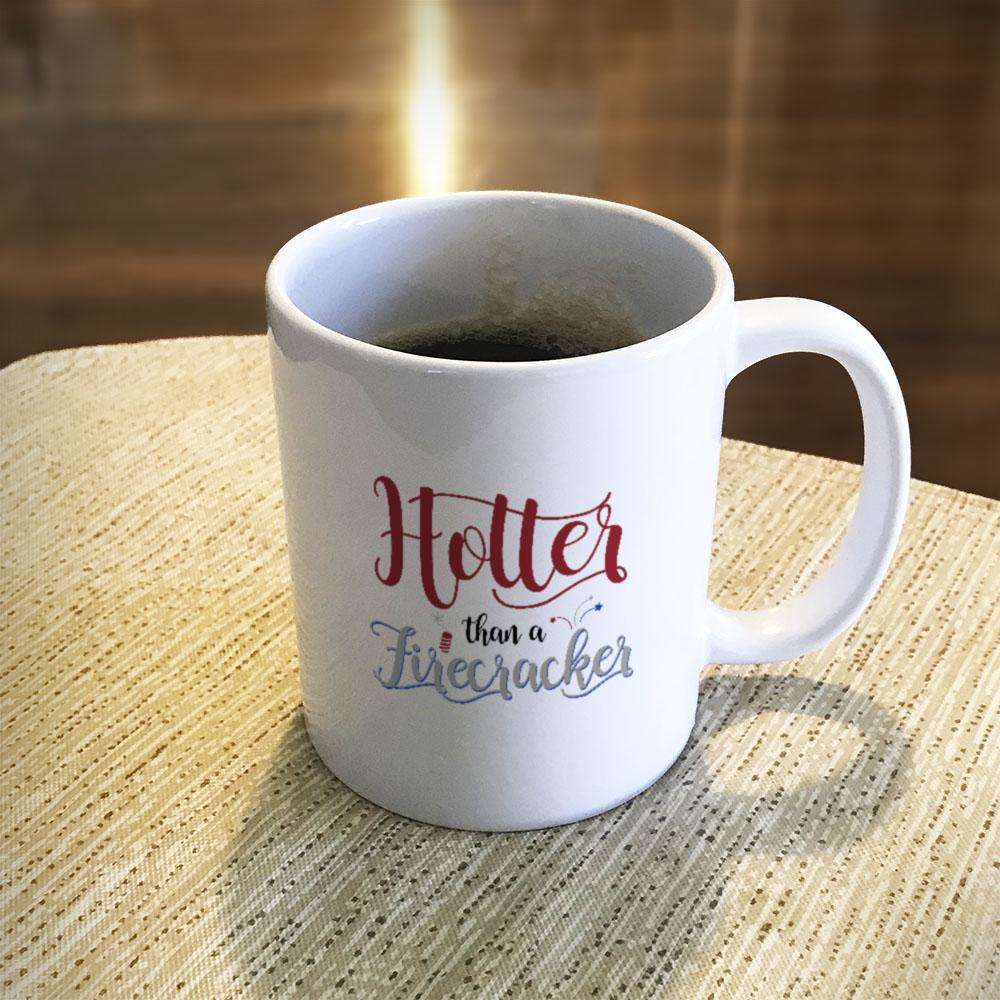 Designs by MyUtopia Shout Out:Hotter Than A Firecracker White Ceramic Coffee Mug,11oz / White,Ceramic Coffee Mug