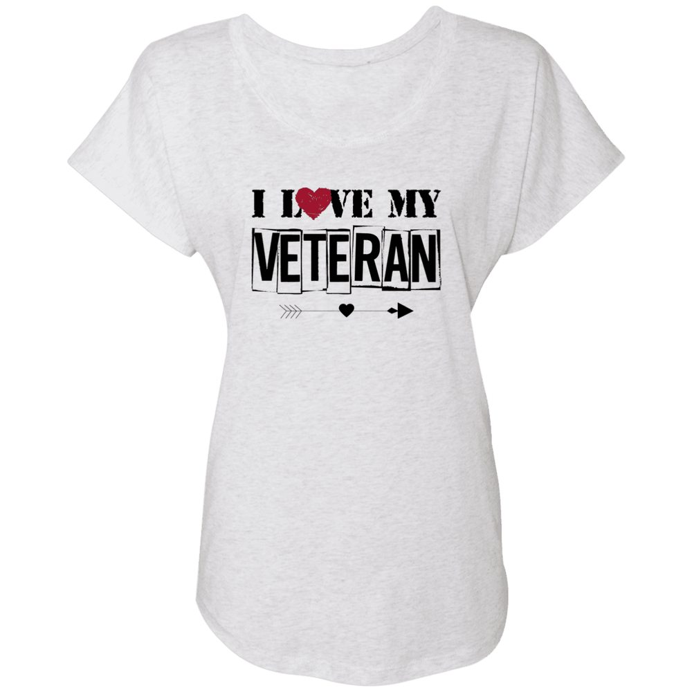 Designs by MyUtopia Shout Out:I Love My Veteran Ladies' Triblend Dolman Shirt,X-Small / Heather White,Ladies T-Shirts