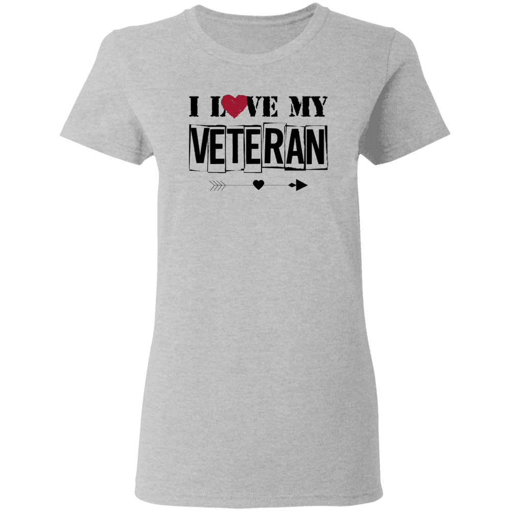 Designs by MyUtopia Shout Out:I Love My Veteran Ultra Cotton  Ladies Round Neck T-Shirt,S / Sport Grey,Ladies T-Shirts