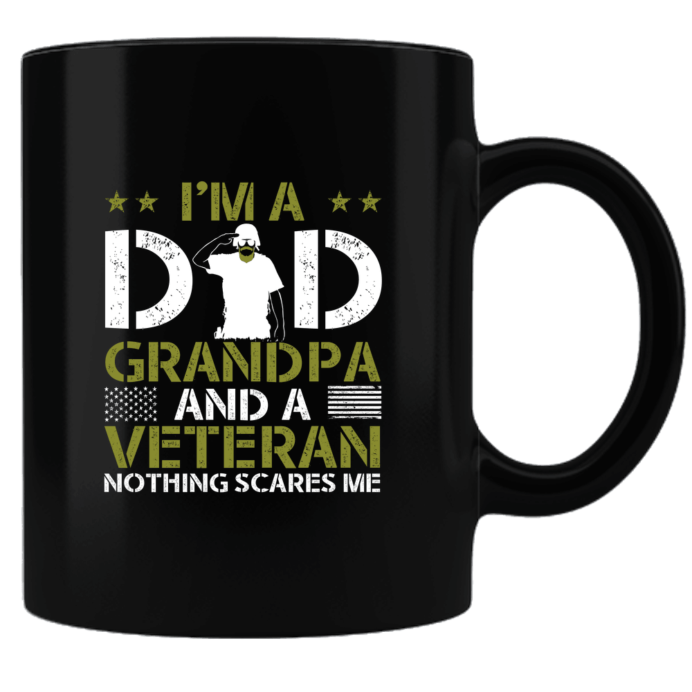 Designs by MyUtopia Shout Out:I'm a Dad, Grandpa and a Veteran Nothing Scares Me Ceramic Coffee Mug Black,Black,Ceramic Coffee Mug