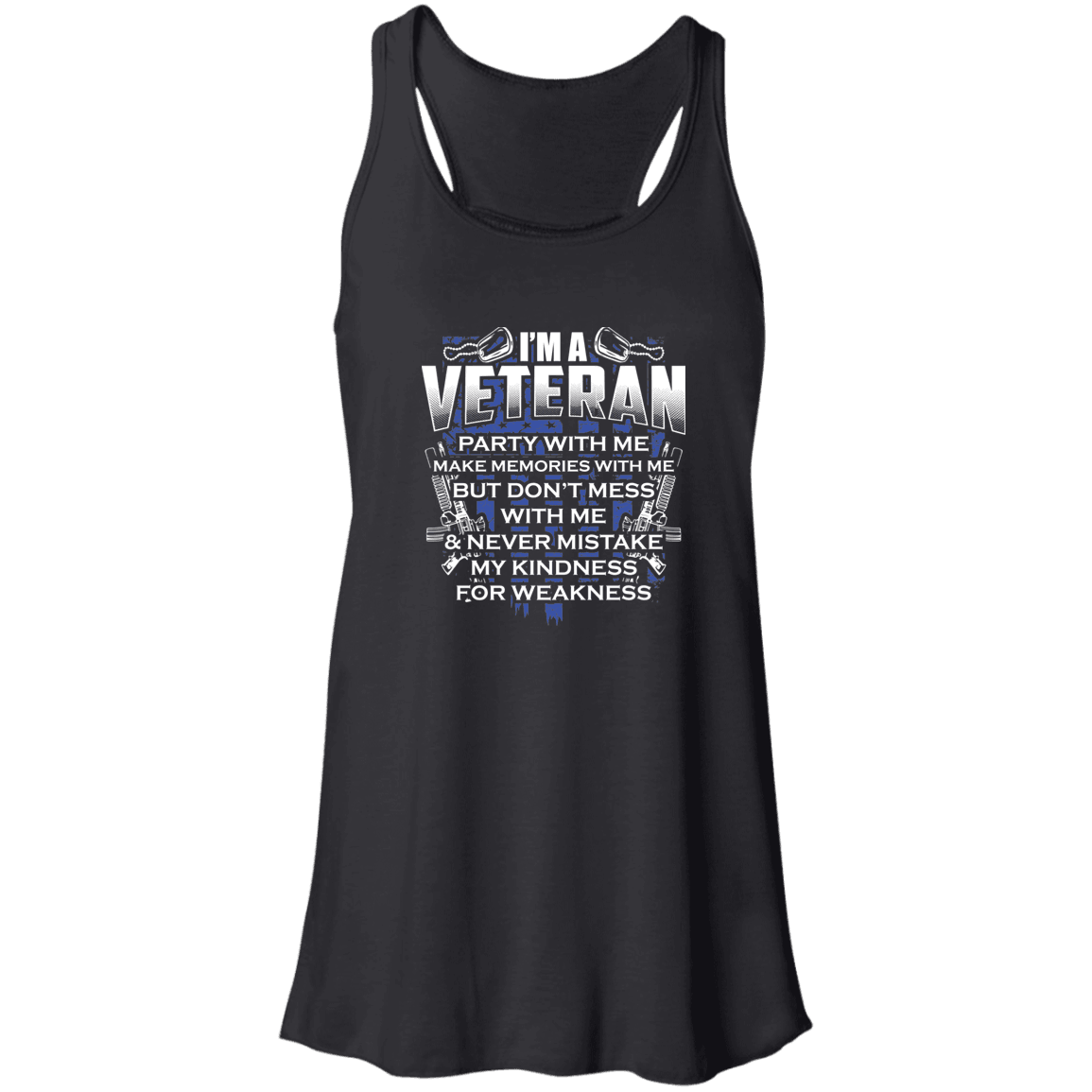 Designs by MyUtopia Shout Out:I'm A Veteran Don't Mess With Me Flowy Racerback Tank,X-Small / Black,Tank Tops