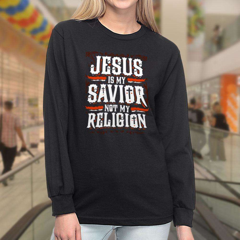 Designs by MyUtopia Shout Out:Jesus Is My Savior Not My Religion Long Sleeve Ultra Cotton Unisex T-Shirt