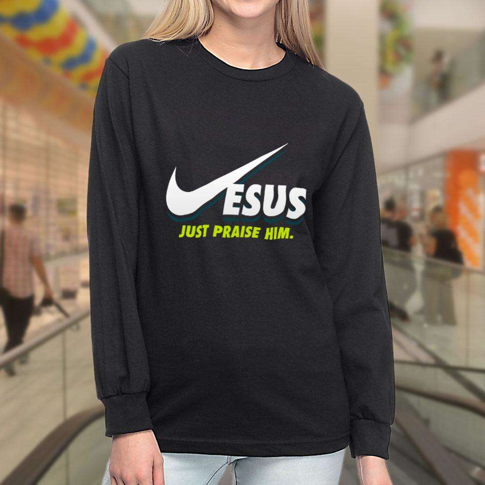 Designs by MyUtopia Shout Out:Jesus Just Praise Him Long Sleeve Ultra Cotton T-Shirt