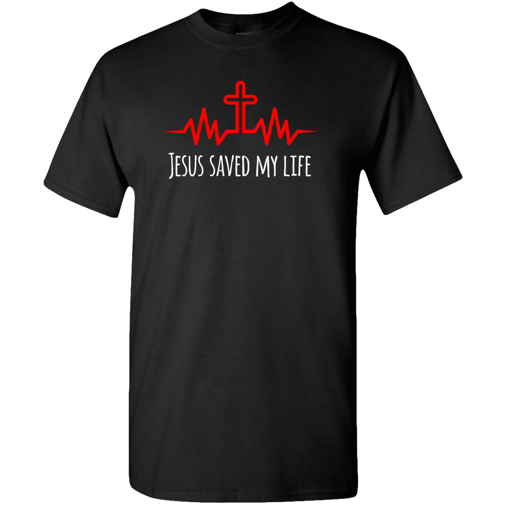 Designs by MyUtopia Shout Out:Jesus Saved My Life Adult Unisex T-Shirt,S / Black,Adult Unisex T-Shirt