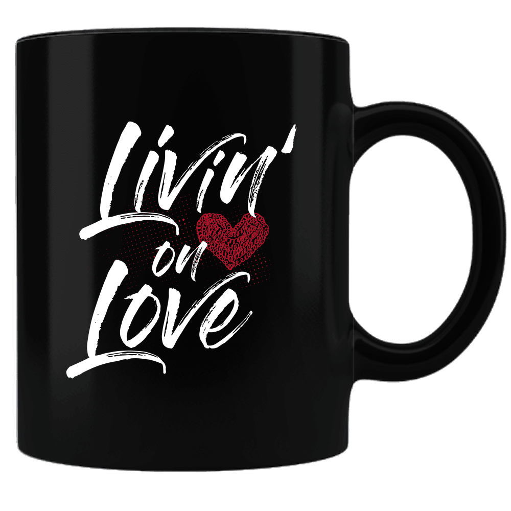 Designs by MyUtopia Shout Out:Livin' On Love Valentines Day Gift Humor Ceramic Black Coffee Mug,Default Title,Ceramic Coffee Mug