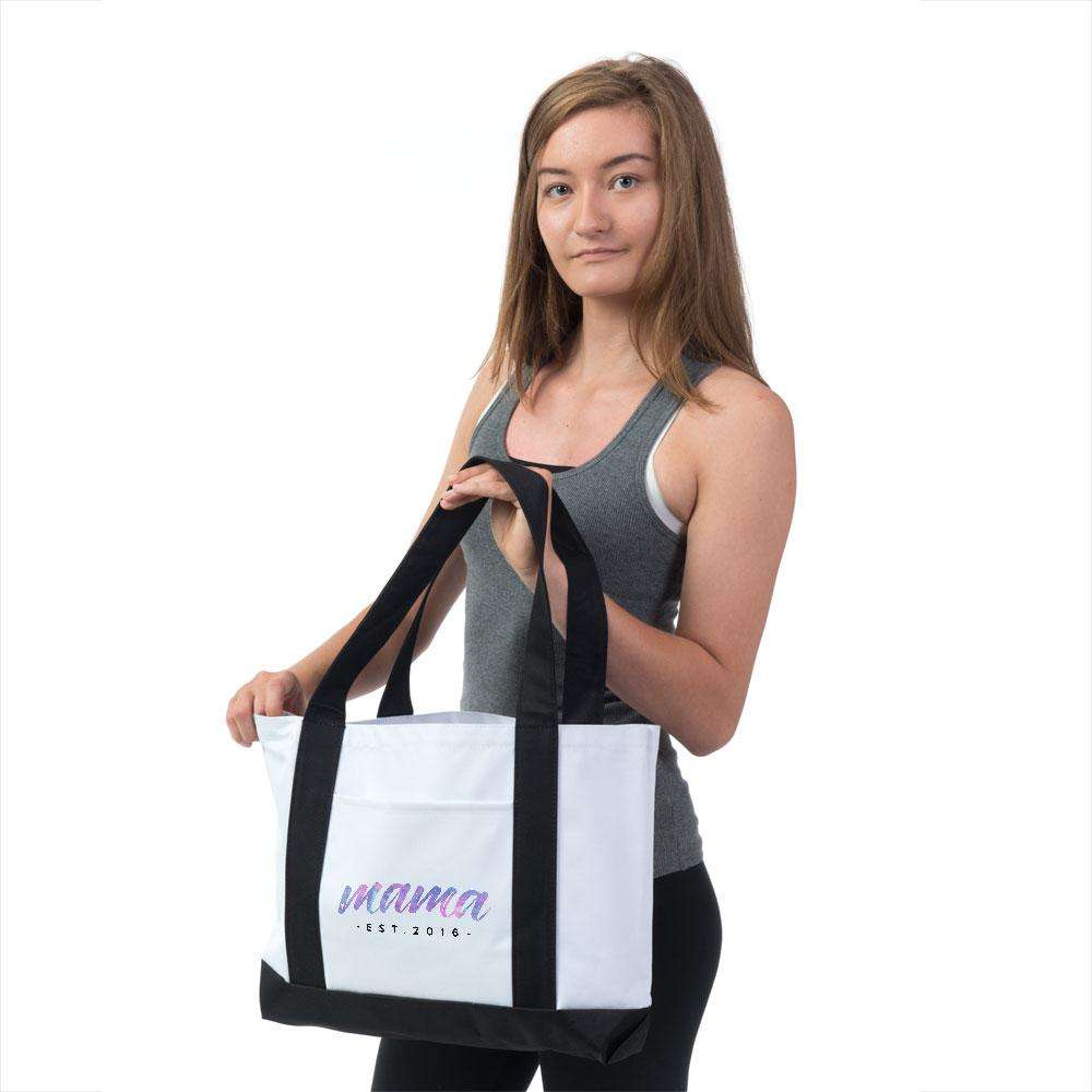 Designs by MyUtopia Shout Out:Mama Established Personalized Canvas Totebag Gym / Beach / Pool Gear Bag