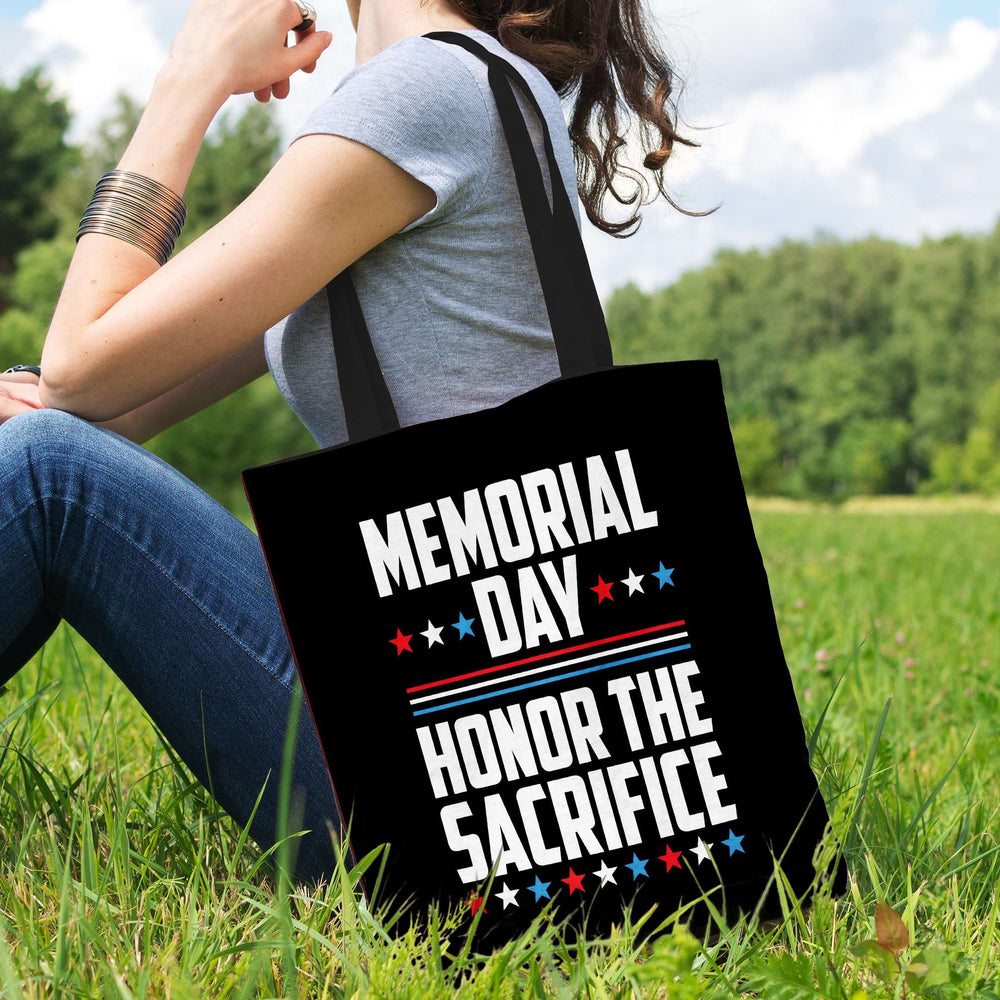 Designs by MyUtopia Shout Out:Memorial Day - Honor The Sacrifice Fabric Totebag Reusable Shopping Tote