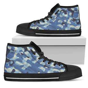 Designs by MyUtopia Shout Out:Men's High Top Sneakers Blue Camo