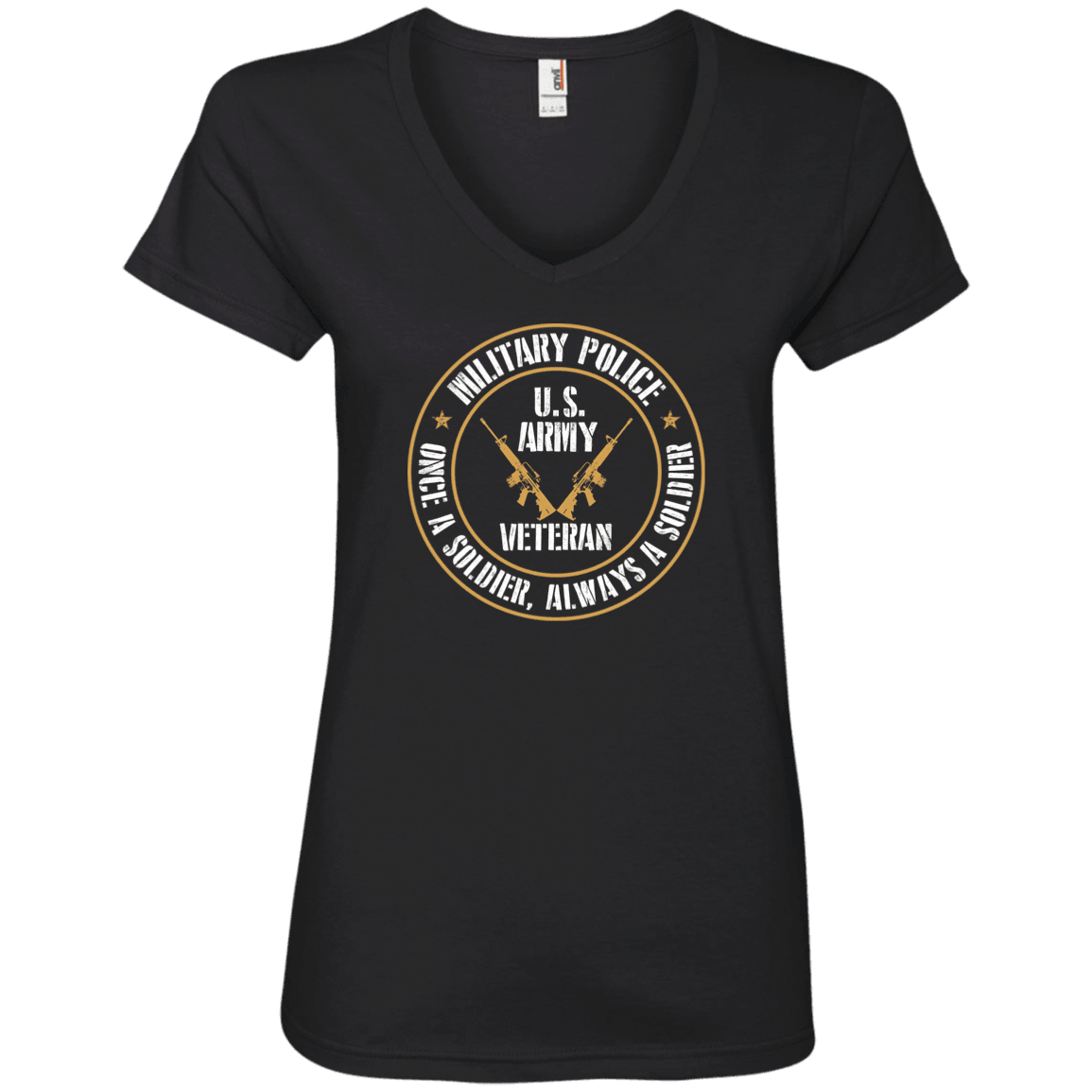 Designs by MyUtopia Shout Out:Military Police Veteran Ladies' V-Neck T-Shirt,S / Black,Ladies T-Shirts