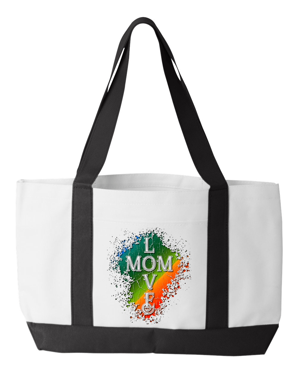 Designs by MyUtopia Shout Out:Mom Love Canvas Totebag Gym / Beach / Pool Gear Bag,White,Gym Totebag