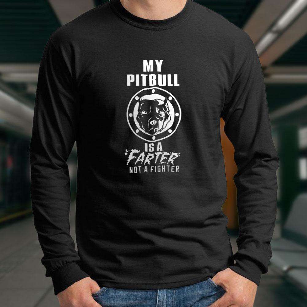 Designs by MyUtopia Shout Out:My Pitbull is a Farter, Not a Fighter Adult Long Sleeve Tee