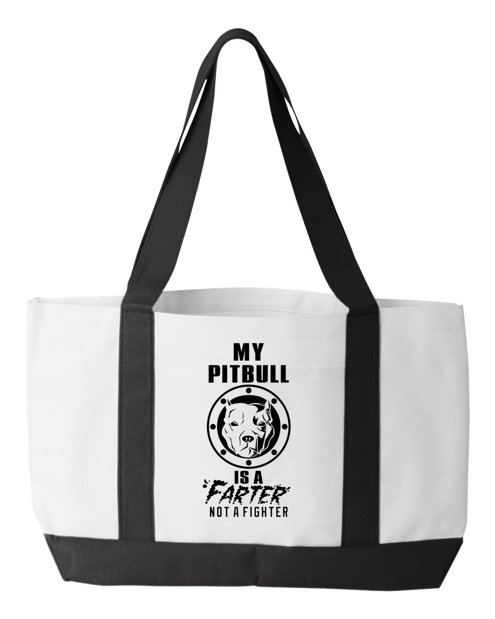 Designs by MyUtopia Shout Out:My Pitbull is a Farter, Not a Fighter Canvas Totebag Gym / Beach / Pool Gear Bag,White,Gym Totebag