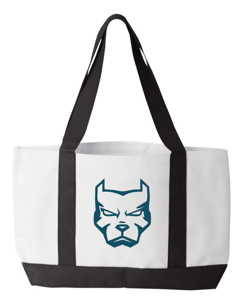 Designs by MyUtopia Shout Out:Pitbull Face Canvas Totebag Gym / Beach / Pool Gear Bag,White,Gym Totebag