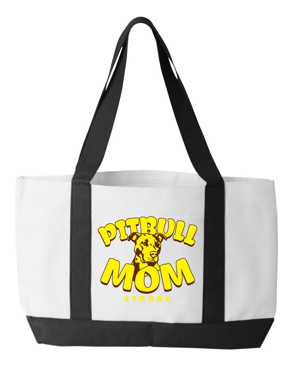 Designs by MyUtopia Shout Out:Pitbull Mom Canvas Totebag Gym / Beach / Pool Gear Bag,White,Gym Totebag