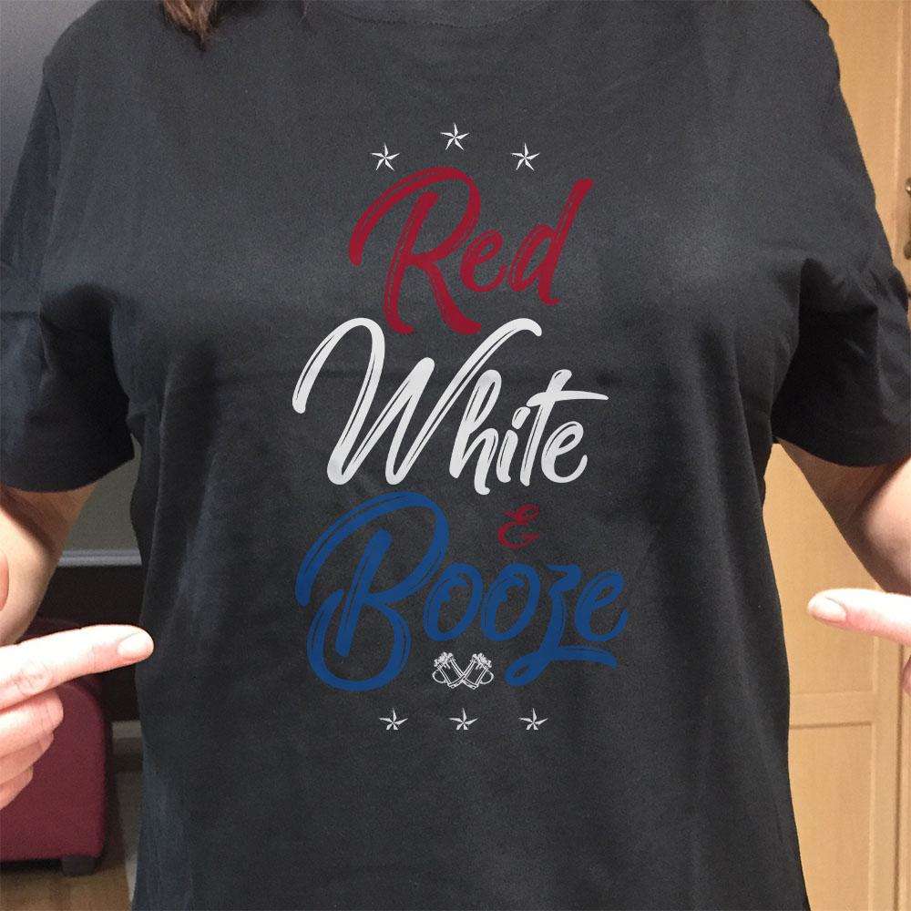 Designs by MyUtopia Shout Out:Red White and Booze Adult Unisex T-Shirt