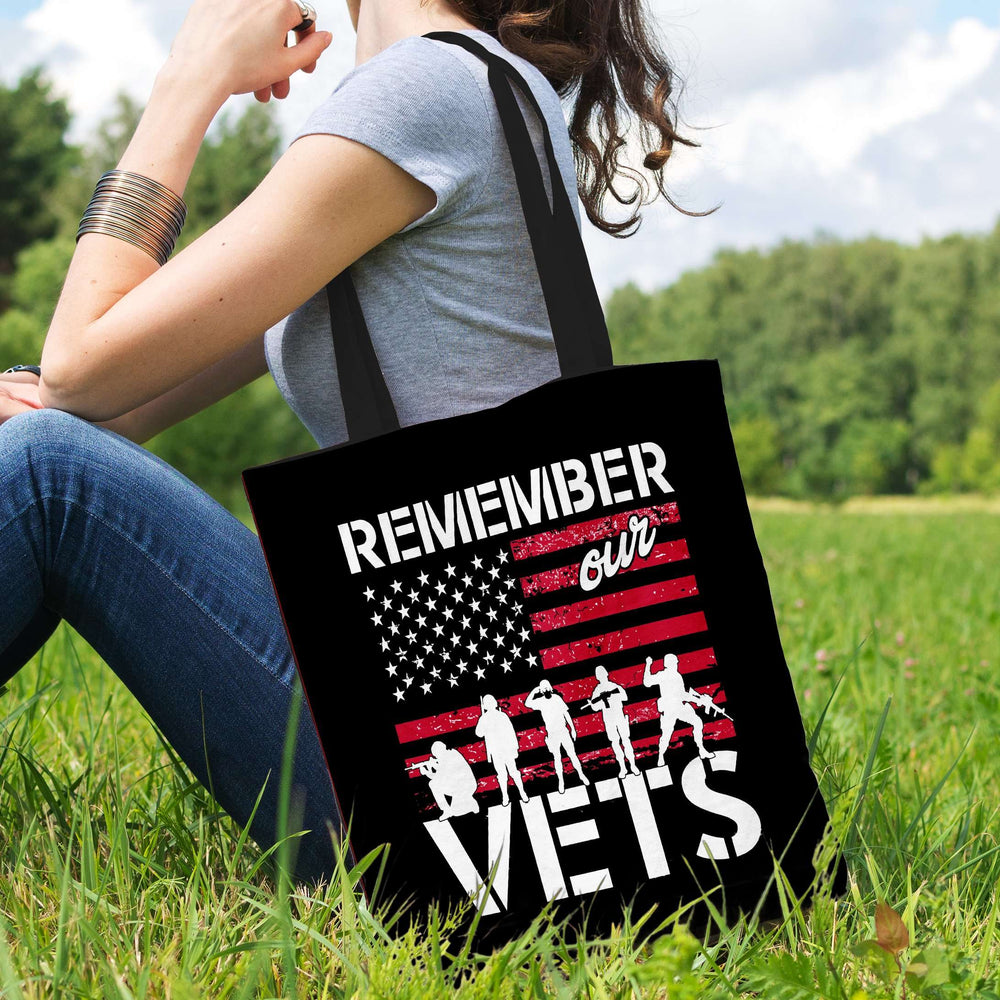 Designs by MyUtopia Shout Out:Remember Our Veterans Fabric Totebag Reusable Shopping Tote