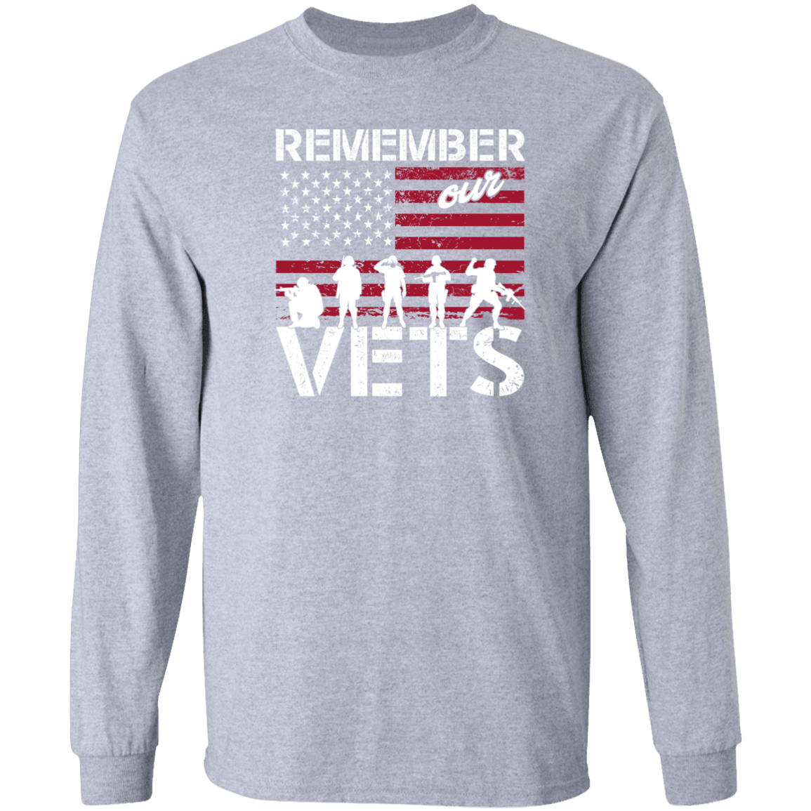 Designs by MyUtopia Shout Out:Remember Our Veterans Long Sleeve Ultra Cotton T-Shirt,Sport Grey / S,Long Sleeve T-Shirts