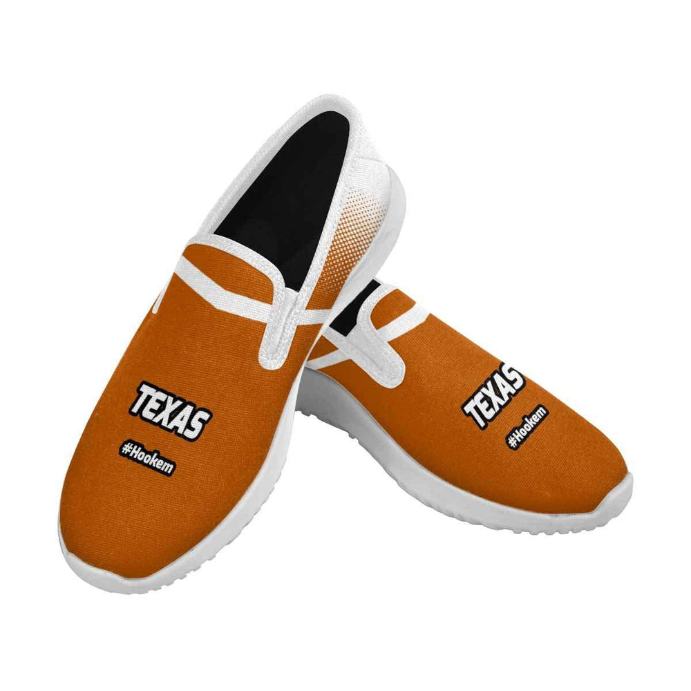 Designs by MyUtopia Shout Out:Texas Fan #Hookem Mens Slip-on Canvas Sneakers