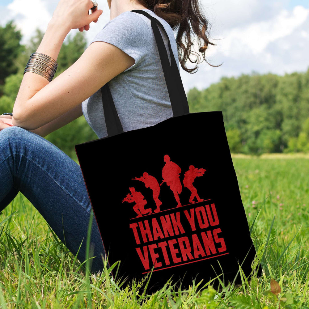 Designs by MyUtopia Shout Out:Thank You Veterans Fabric Totebag Reusable Shopping Tote