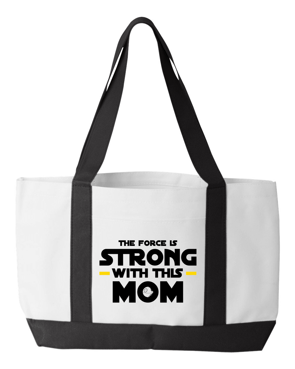 Designs by MyUtopia Shout Out:The Force Is Strong With This Mom Canvas Totebag Gym / Beach / Pool Gear Bag,White,Gym Totebag