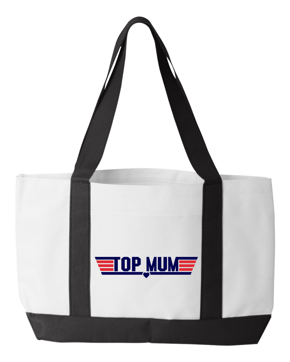 Designs by MyUtopia Shout Out:Top Mum Canvas Totebag Gym / Beach / Pool Gear Bag,White,Gym Totebag