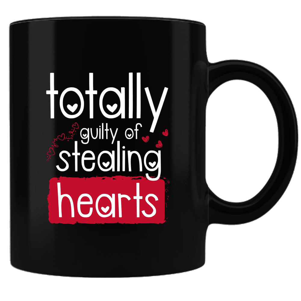 Designs by MyUtopia Shout Out:Totally Guilty of Stealing Hearts Valentines Day Gift Humor Ceramic Black Coffee Mug,Default Title,Ceramic Coffee Mug