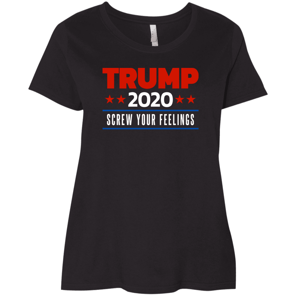 Designs by MyUtopia Shout Out:Trump 2020 Screw Your Feelings Ladies'Plus Size Curvy T-Shirt,Black / Plus 1X,Ladies T-Shirts