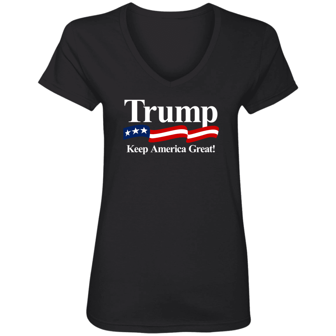 Designs by MyUtopia Shout Out:Trump Keep America Great Ladies' V-Neck T-Shirt,Black / S,Ladies T-Shirts