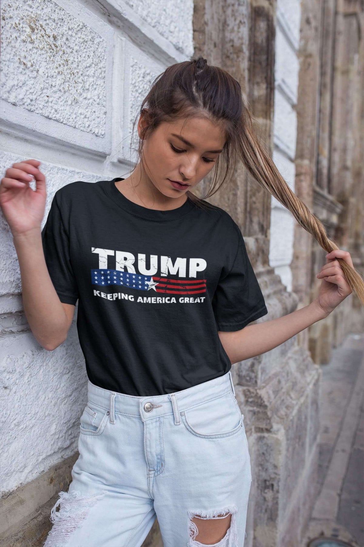 Designs by MyUtopia Shout Out:Trump Keeping America Great Unisex Jersey Short-Sleeve T-Shirt